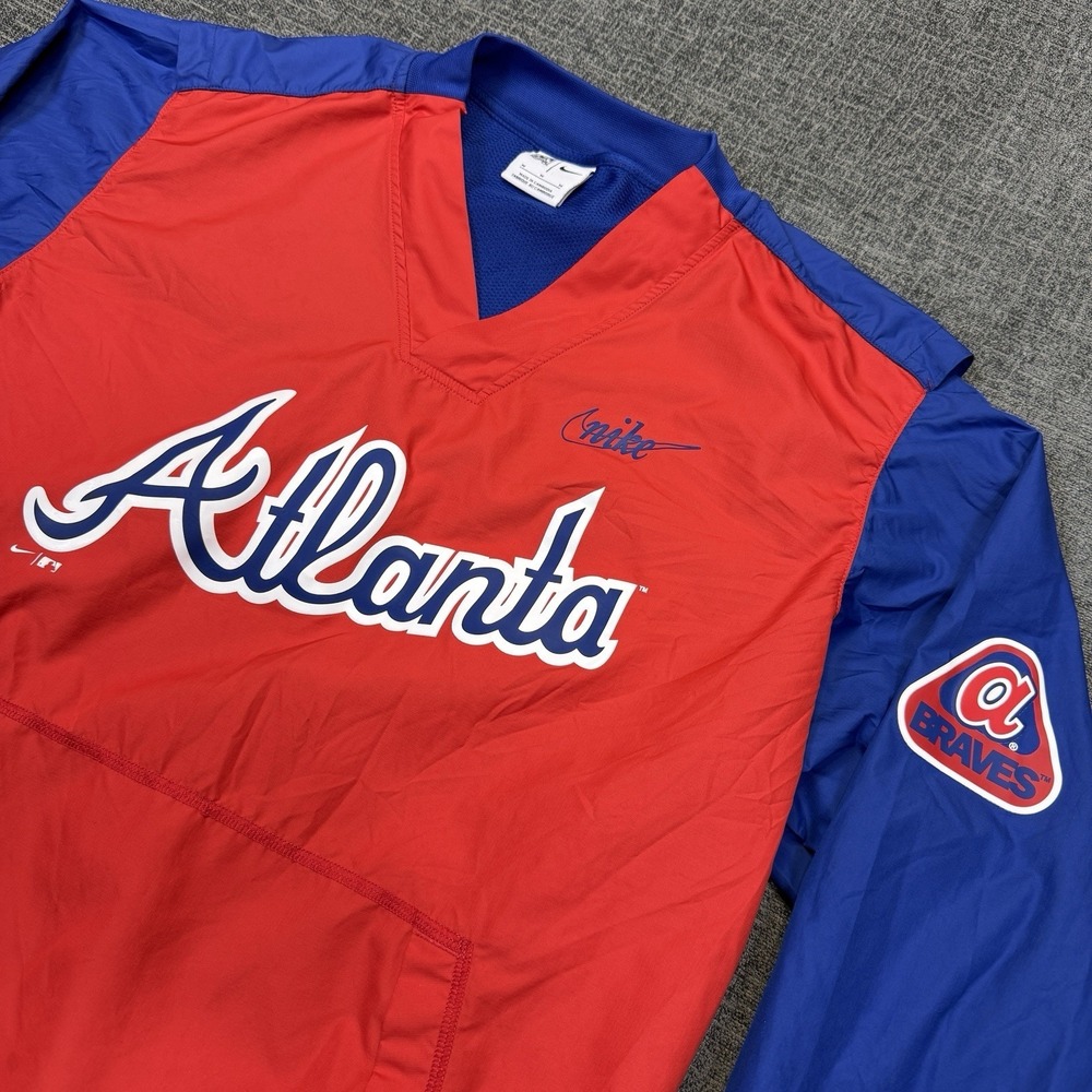 Nike Atlanta Braves Windbreaker Mens Medium Red Blue MLB Cooperstown Pullover